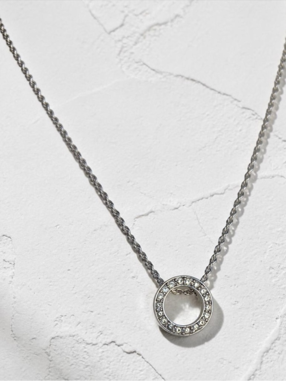 Nina Ricci Silver Crystal Circle Necklace